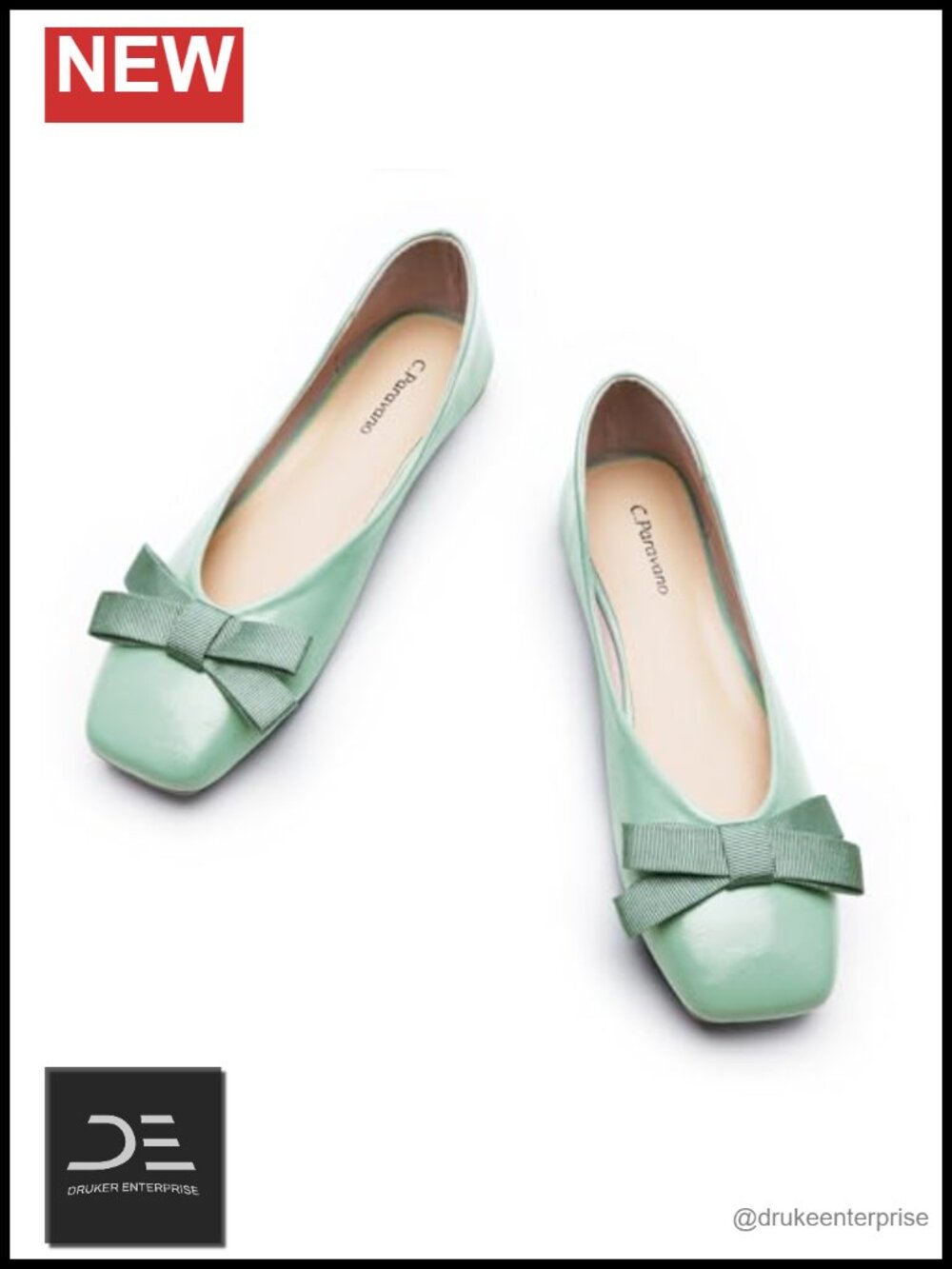Women's Square Toe Ballet Flats Lambskin Leather Memory Foam Slip-On